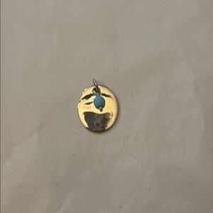 James Very Rare disc charm Pendant with turquoise Blue bead
